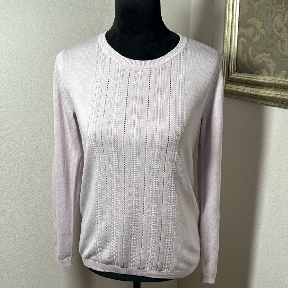 Banana Republic Sz S light lilac cable front crew neck feminine light sweater S